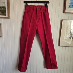 Wrangler Vintage High Rise Red Starched Cotton Straight Leg Denim